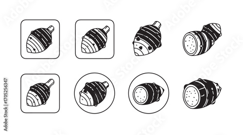 Collection of hand drawn chocolate covered strawberry and pastry silhouettes