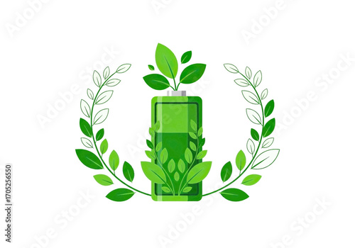Vibrant green battery icon symbolizing eco-friendly energy and sustainable power innovation