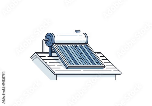 Modern solar water heater system efficiently capturing sun's energy on a rooftop