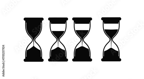 Four hourglass silhouettes showing different stages of time passing