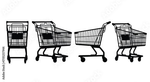Multiple shopping carts displayed in silhouette against a white background