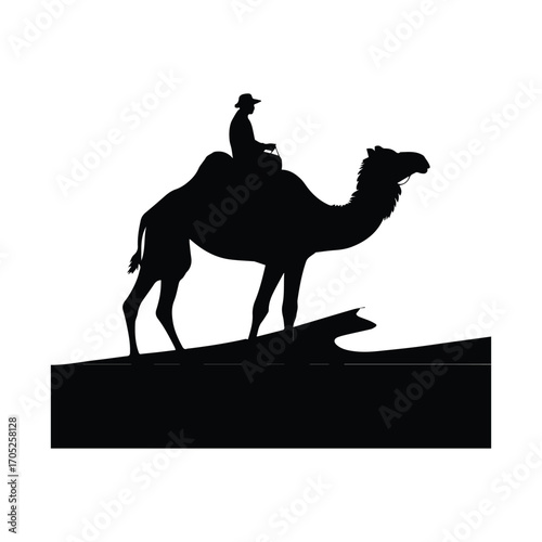 Silhouette of a Camel and Rider in the Desert a Timeless Journey Through Sands