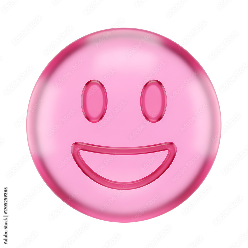 Fototapeta premium Pink Happy Emoji, Smiling Face Icon.