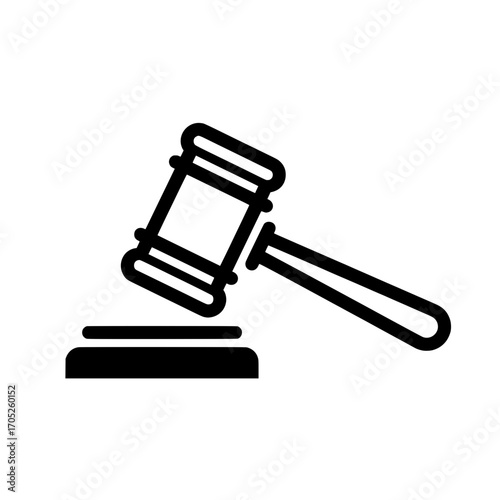 A simple and modern judge gavel icon illustration, perfect for symbolizing law, justice, decisions, and auctions. 