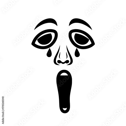 Crying and Screaming Face Illustration for Emotional Expression and Social Issues