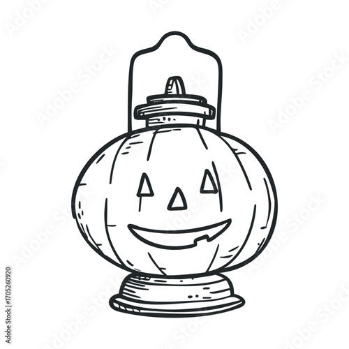 A simple drawing of a pumpkin-shaped Halloween lantern.