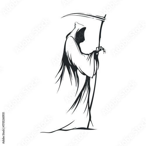  A simple drawing of the grim reaper with a scythe.