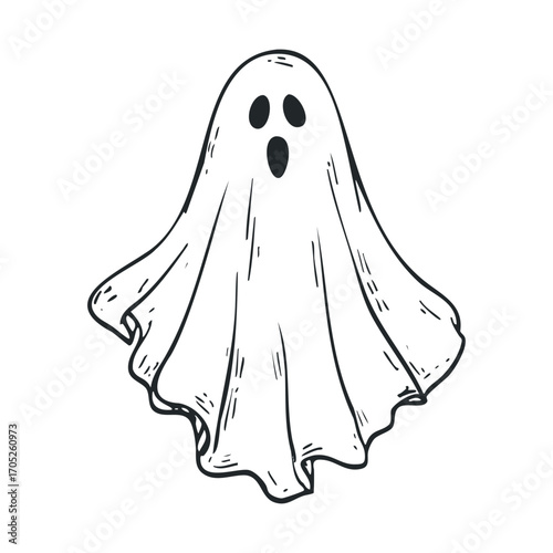 A simple drawing of a ghost with an open mouth.