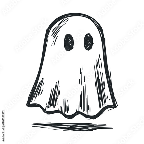 A simple drawing of a ghost with a spooky feel.