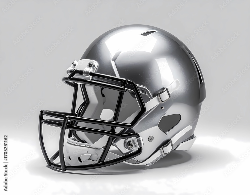Fototapeta premium Realistic Studio Photograph of Shiny American Football Helmet on Plain Background