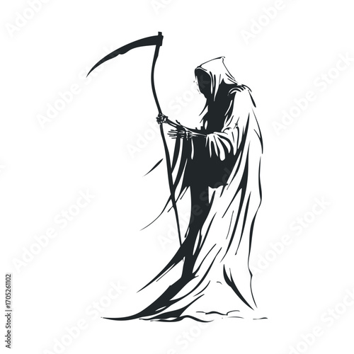 A spooky silhouette of the Grim Reaper.
