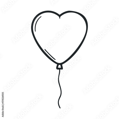 A simple line drawing of a heart-shaped balloon