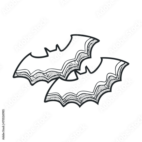Two simple, symmetrical bats in a hand-drawn style.