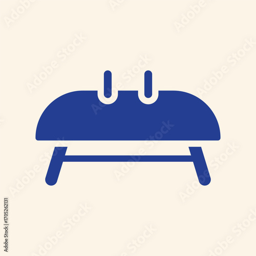 Dynamic blue pommel horse icon for sports, gymnastics, fitness, and athletic training visuals
