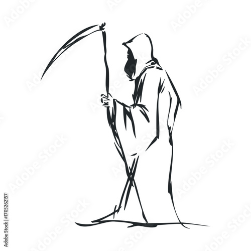 A spooky grim reaper with a scythe.