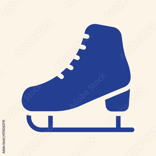 Elegant blue figure skate icon offers a sleek design for winter sports and elegant performance themes.