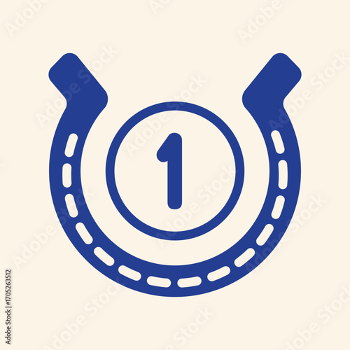 Lucky horseshoe with number one symbol signifies winning or first place success