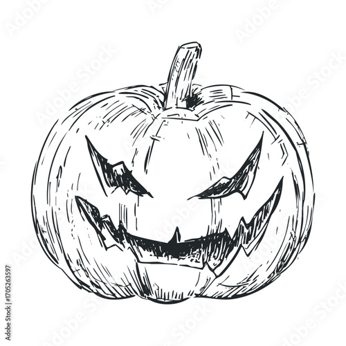 A menacing pumpkin with an angry expression.