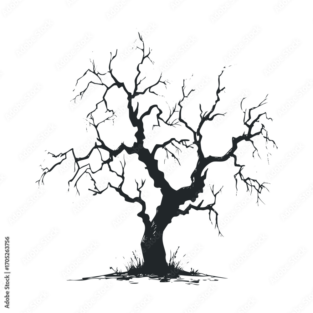 Fototapeta premium A gnarled, spooky, and leafless tree.