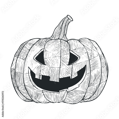 A simple doodle of a spooky scarecrow made of straw.