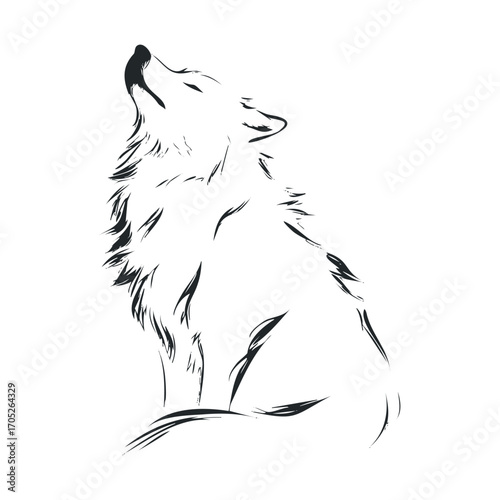 A minimalist sketch of a wolf howling.