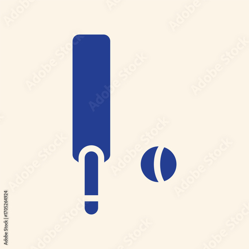 Dynamic blue cricket bat and ball icon symbolizing sport and competition