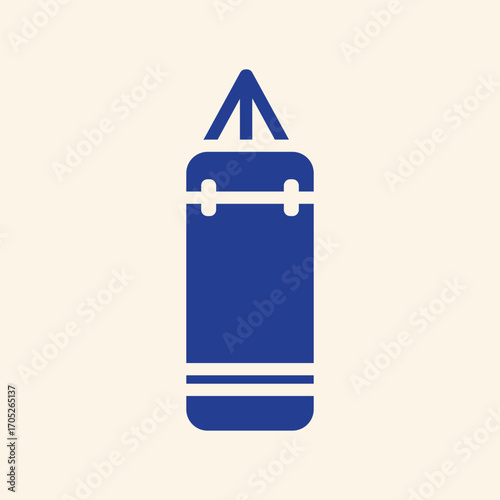 Dynamic blue punching bag icon for intense boxing training and fitness motivation