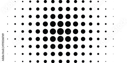 Abstract monochrome halftone pattern. Futuristic panel. Grunge dotted backdrop with circles, dots, point. Design element for web banners, posters, cards, wallpapers, sites. background