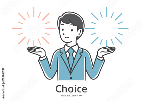 どちらかを選ぶ男性のイラスト素材