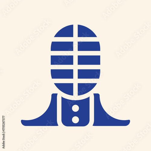Powerful blue kendo warrior helmet symbol represents discipline, strength, and traditional martial arts spirit