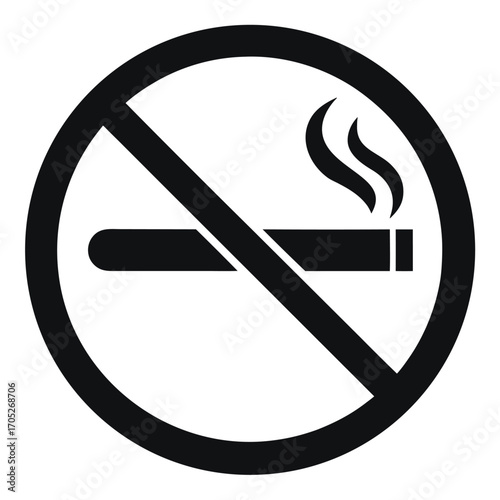 Black No Smoking Symbol With Cigarette And Smoke On White Background smoking ban prohibition