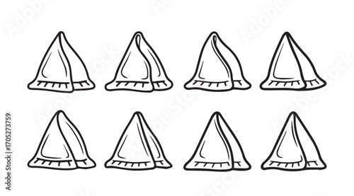 Eight pointed cone shaped hats in a silhouette style