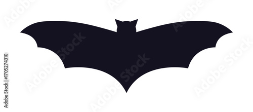 Bat black silhouette. Halloween icon isolated on white. Vector illustration flat style