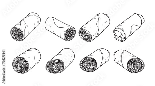 Eight hand drawn cigars in a stylized silhouette arrangement