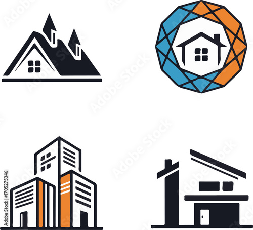 Collection of Real Estate, House, and Building Logos and Icons