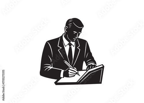 Serious Businessman Reviewing Documents.
