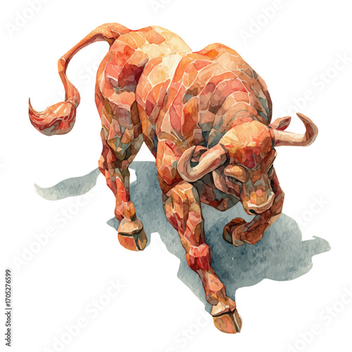 watercolor of Minotaur, vector, isolated on a white background.