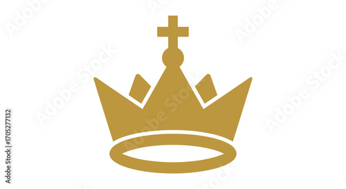 A golden crown with a cross on top, symbolizing royalty and religious authority.