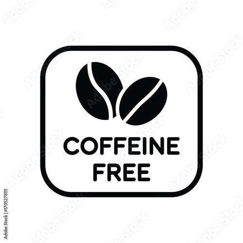 Simple caffeine free coffee bean icon with text
