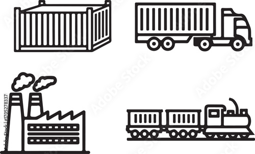 Global Supply Chain Transportation and Production Icons
