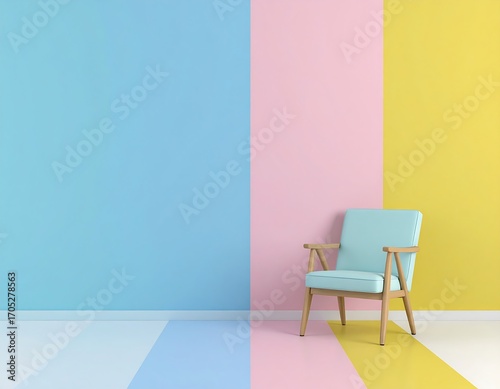 Pastel colored room with chair