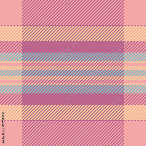Pastel pink, peach, and grey plaid pattern.  A delicate and soft textile design perfect for fashion, home decor, or website backgrounds.  Evokes feelings of warmth and serenity.