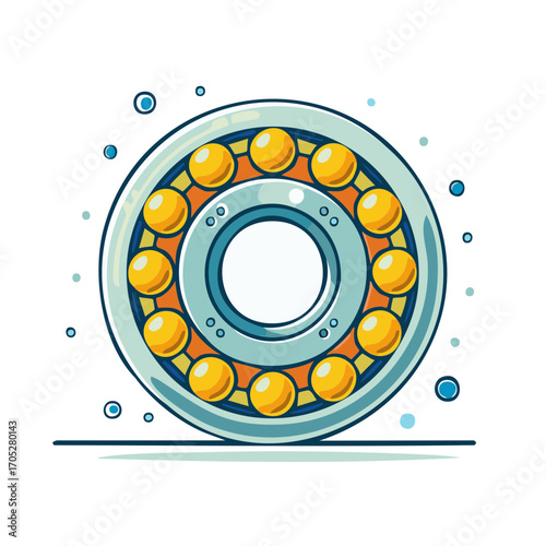 Vibrant Cartoon Ball Bearing with Metallic Sheen for Industrial Projects