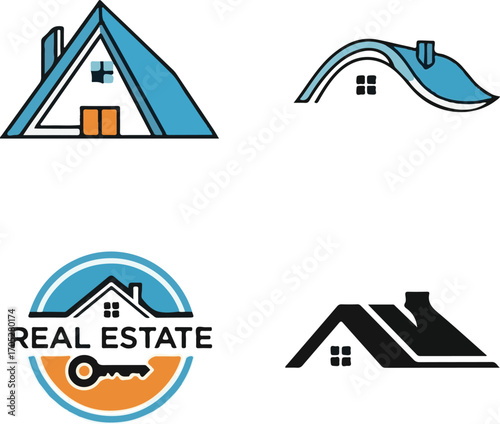 Collection of Stylized House and Real Estate Logos and Icons