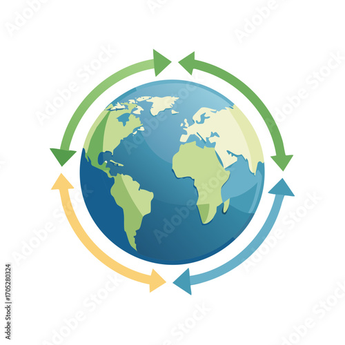 Abstract Earth with arrows depicting environmental protection and conservation