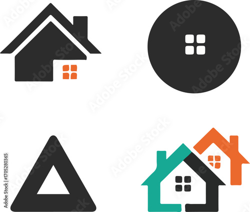 Set of Minimalist House and Geometric Abstract Icons