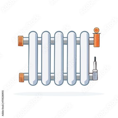 Radiator Isolated Object Central Heating System Icon Style Flat Illustration
