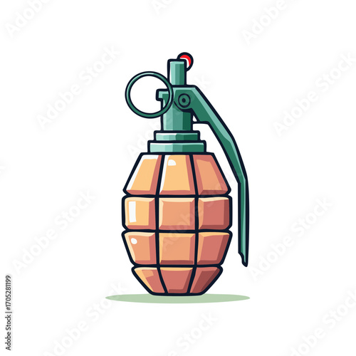 Illustration of a hand grenade with a pull pin and lever mechanism