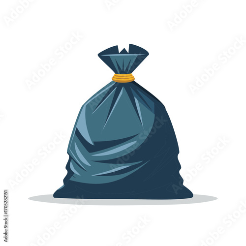 Single black garbage bag tied securely, representing waste disposal and refuse management.