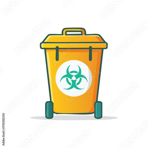 Cartoon Biohazard Waste Bin Icon Illustration